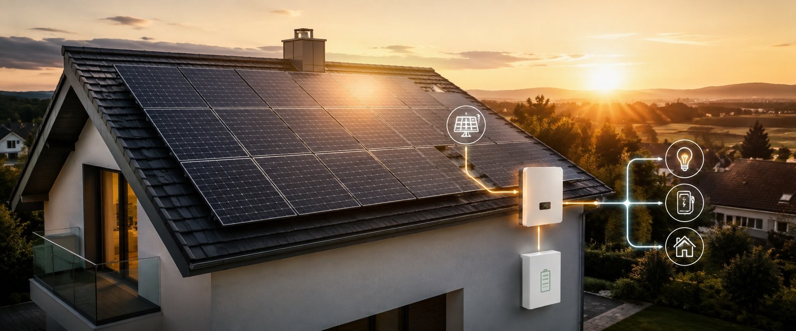 Photovoltaikanlage mit Speicher auf dem Dach
